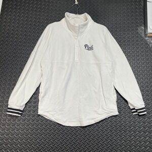 PINK Victoria Secret White‎ Black Full Zip Up Sweater Casual Wear Women's Size M